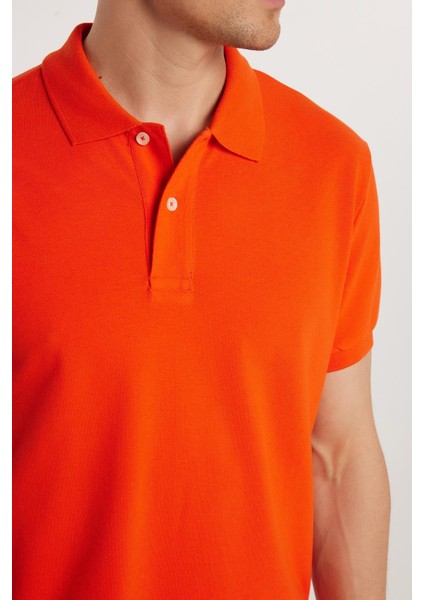 Erkek Slim Fit Dar Kesim %100 Pamuk Nar Polo Yaka Tişört modelleri