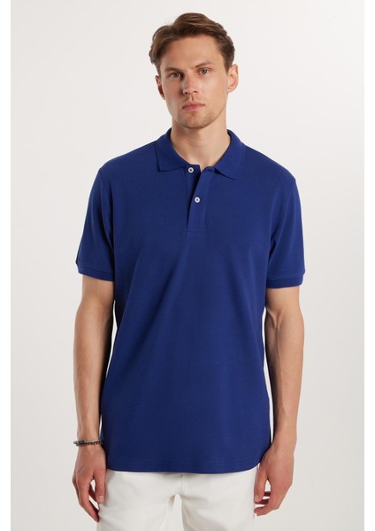 Erkek Regular Fit Klasik Kesim %100 Pamuk Düz Pike Lacivert Polo Yaka Tişört modelleri