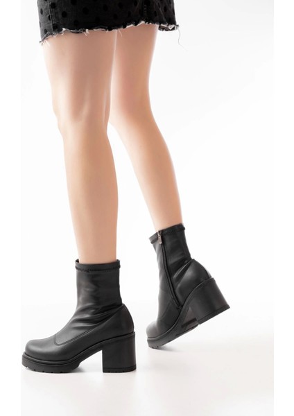 767-3012 Streç Siyah Fermuarlı Günlük Kadın Bot fırsatları