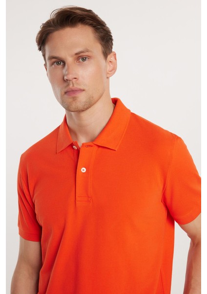 Erkek Slim Fit Dar Kesim %100 Pamuk Mercan Polo Yaka Tişört