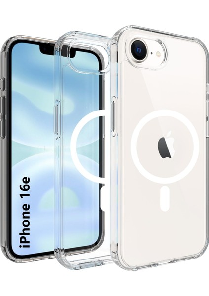 Apple iPhone 16E Uyumlu Kılıf Wireless Şarj Destekli Magsafe Şeffaf Telefon Kılıfı