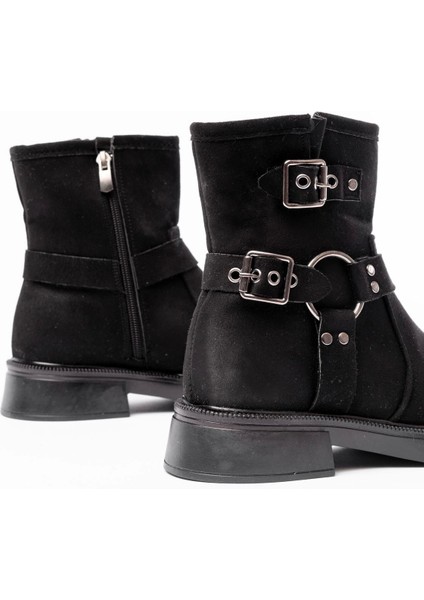 02-2013 Siyah Süet Toka Aksesuarlı Fermuarlı Günlük Kadın Bot indirimleri