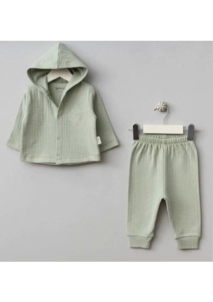 Kapüşonlu Ayıcık Desenli 2'li Bebek Takımı – Yumuşak ve Konforlu Bebek Takımı
