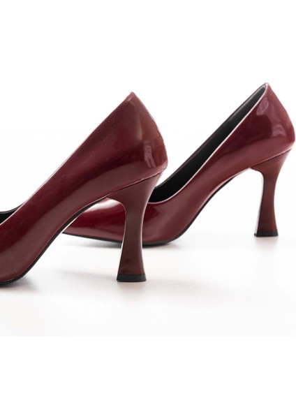 ST-001 Bordo Rugan Günlük 9 cm Topuklu Bayan Stiletto Ayakkabı indirimleri