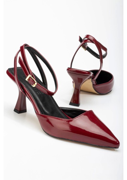 ST-004 Bordo Rugan Günlük 7 cm Topuklu Bayan Ayakkabı fırsatları