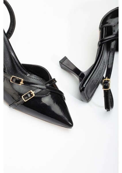 ST-005 Siyah Rugan Günlük 7 cm Topuklu Bayan Ayakkabı fırsatları