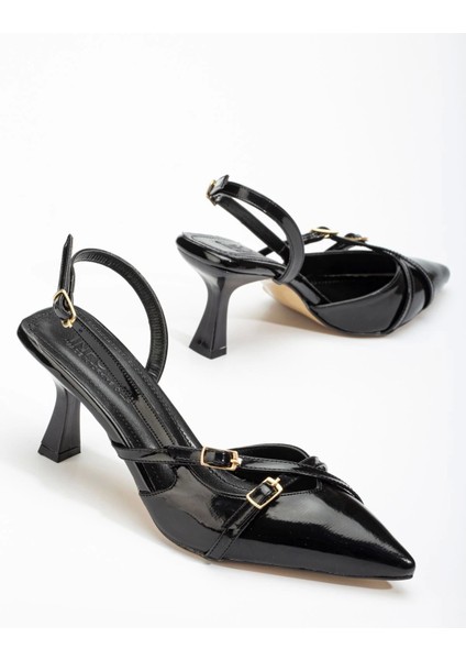 ST-005 Siyah Rugan Günlük 7 cm Topuklu Bayan Ayakkabı indirimleri