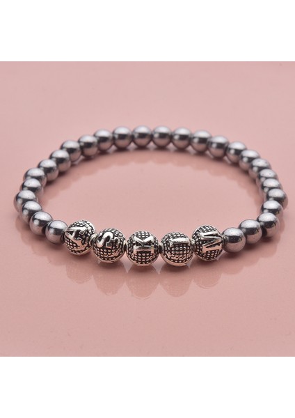 Aşkım Yazılı Hematit Erkek Kadın Bileklik Takı Hediyelik Aksesuar