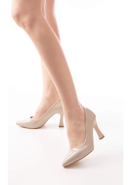 ST-001 Bej Rugan Günlük 9 cm Topuklu Bayan Stiletto Ayakkabı
