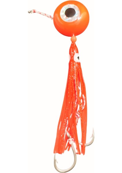 S.F. Melek Gözü Jig 120g Turuncu Uv - 0/2 No Paslanmaz Iğne - Uv Glow Saçak