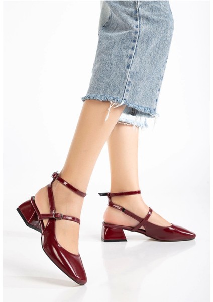 ST-003 Bordo Rugan Günlük 4 cm Topuklu Bayan Ayakkabı fiyatları