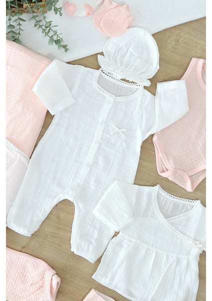 Kız Bebebek Yenidoğan Müslin Pembe 10 Lu Lüks Hastane Çıkışı Zıbın Seti STL6995 fiyatları