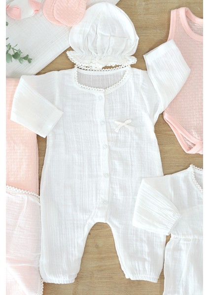 Kız Bebebek Yenidoğan Müslin Pembe 10 Lu Lüks Hastane Çıkışı Zıbın Seti STL6995 modelleri