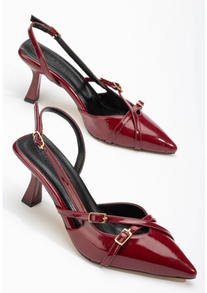 ST-005 Bordo Rugan Günlük 7 cm Topuklu Bayan Ayakkabı