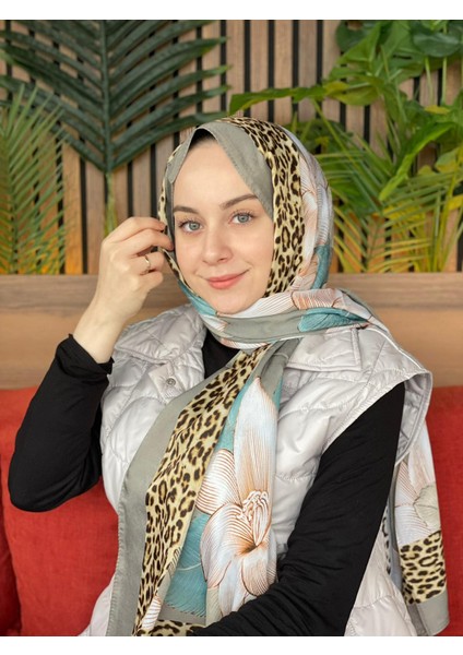 Vizon Premium Leopar Yaprak Desen Şal