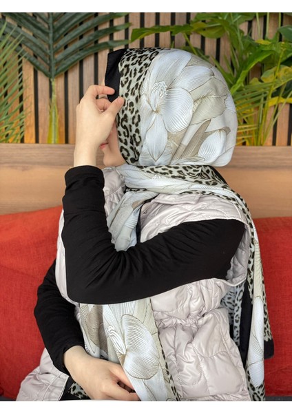 Siyah - Gold Premium Leopar Yaprak Desen Şal modelleri