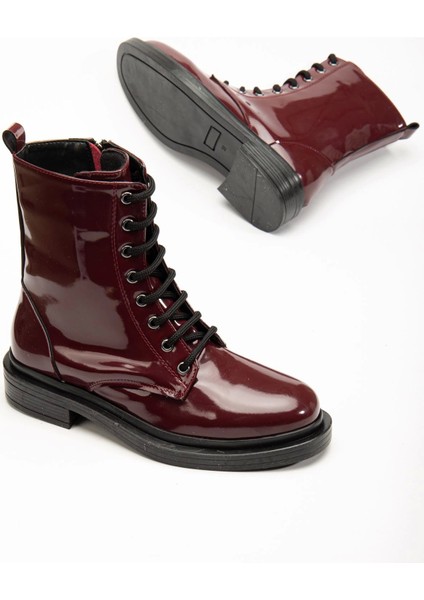 2024-2289 Bordo Rugan Bağcıklı Fermuarlı Günlük Kadın Bot indirimleri