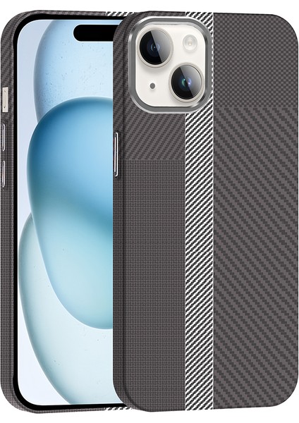 Apple iPhone 13 Kılıf Kablosuz Şarj Özellikli Karbon Fiber Görünümlü Gros Kapak