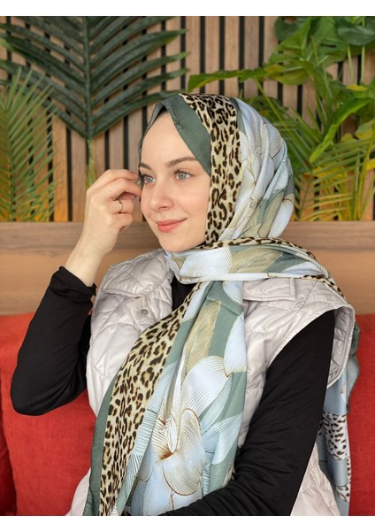Çağla Premium Leopar Yaprak Desen Şal