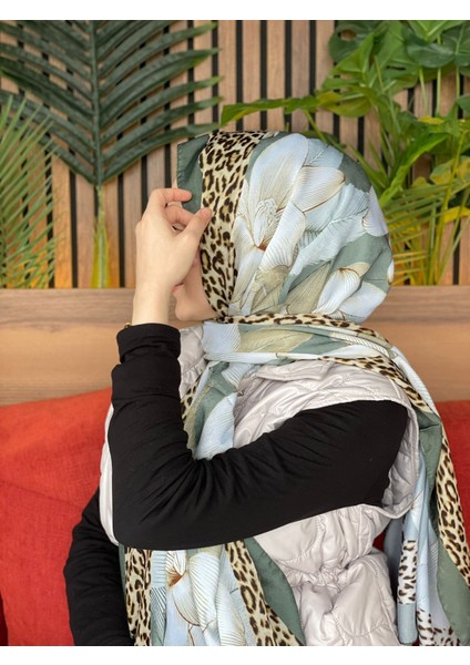 Çağla Premium Leopar Yaprak Desen Şal modelleri