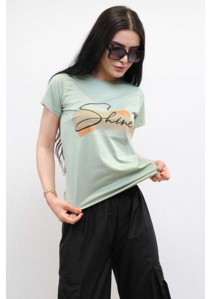 Shine Baskılı Tshirt Mint