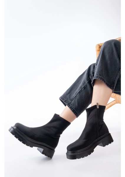 236-2011 Siyah Dalgıç Fermuarlı Günlük Kadın Bot modelleri