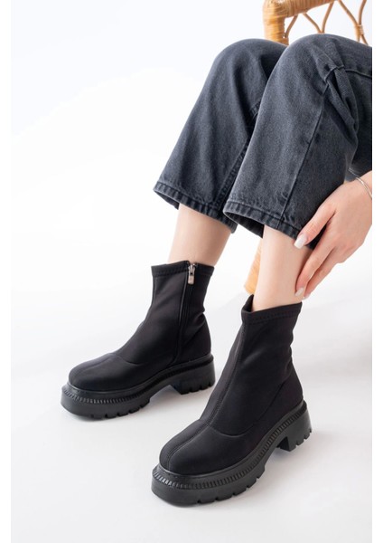 236-2011 Siyah Dalgıç Fermuarlı Günlük Kadın Bot fırsatları