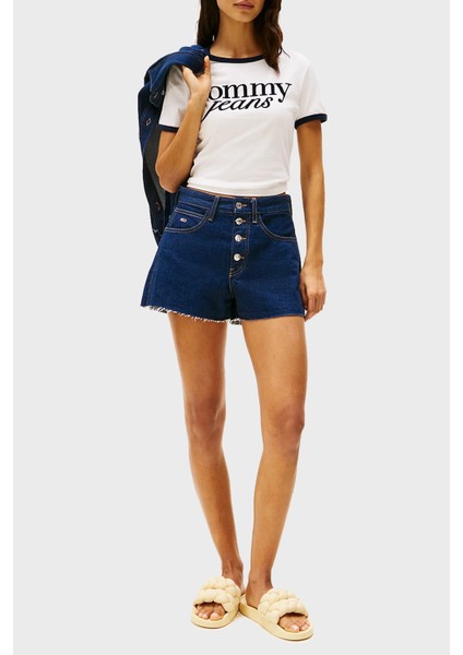 Tommy Jeans Logolu Kalın Örgülü Çift Bantlı Terlik Bayan Terlik EN0EN02764 Zgb