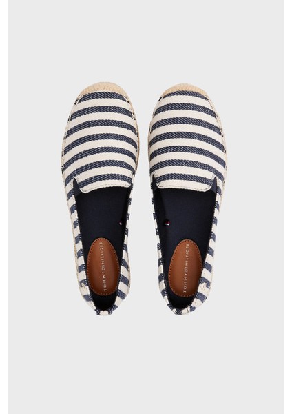 Çizgili Pamuk Jüt Detaylı Espadril Bayan Espadril FW0FW08653 0gz