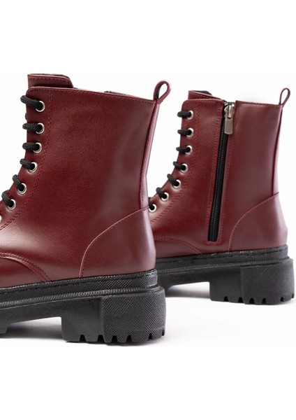 812-356 Bordo Bağcıklı Fermuarlı Günlük Kadın Bot indirimleri