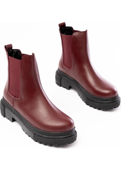 812-2137 Bordo Lastikli Günlük Kadın Bot modelleri