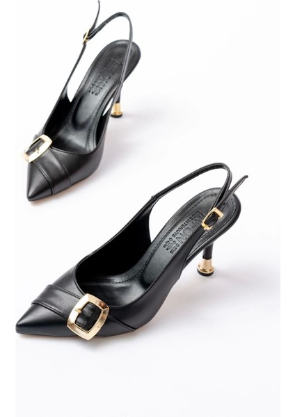 İNF-1151 Siyah Günlük Arkası Açık Topuklu Bayan Ayakkabı fiyatları