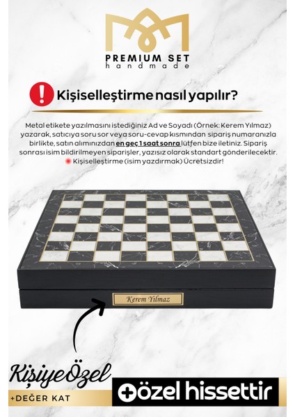 Kutulu Kişiye Özel Hediyelik Metal Satranç Takımı | 25CM Mermer Desenli | Mitolojik Tanrı Roma Okçu fiyatları