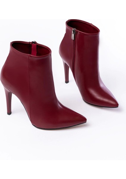 VRT-4802 Bordo Yüksek Ince Topuklu Fermuarlı Kadın Bot modelleri