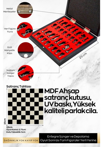 Kutulu Kişiye Özel Hediyelik Metal Satranç Takımı | 25CM Mermer Desenli | Mitolojik Tanrı Roma Okçu fırsatları