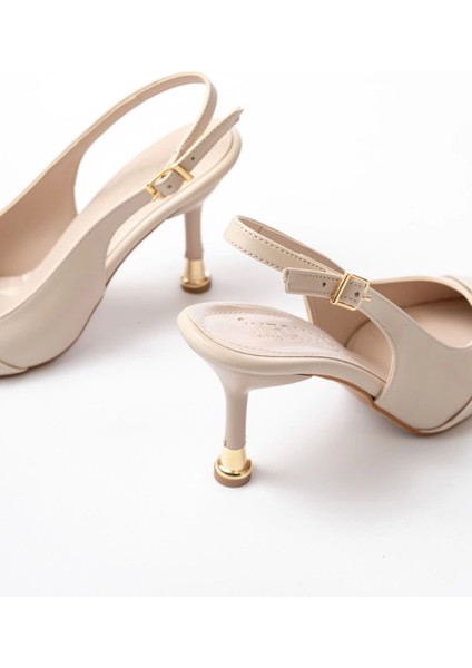 İNF-1151 Bej Günlük Arkası Açık Topuklu Bayan Ayakkabı indirimleri