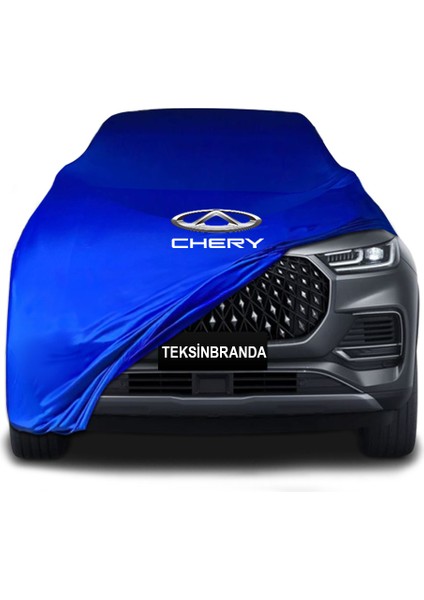 Chery Tiggo 8 (2023 - ) Mavi Kumaş Araba Branda Logolu Kumaş Araba Brandası Penye Oto Branda