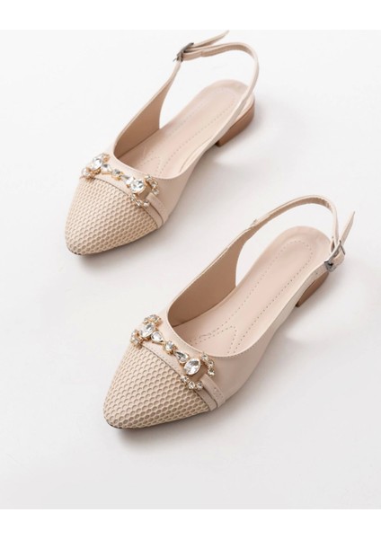 İNF-120 Ten Günlük Fileli Taş Aksesuarlı Kadın Babet modelleri