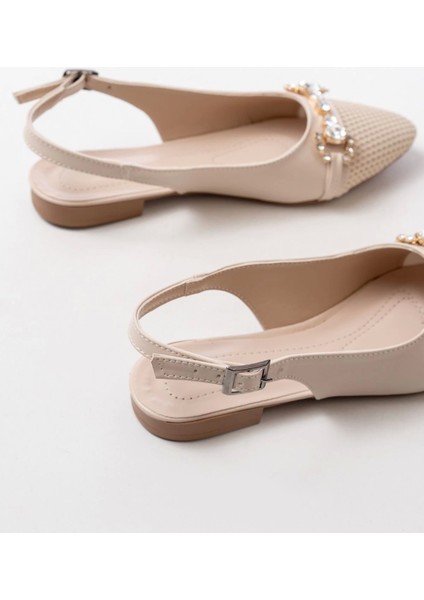 İNF-120 Ten Günlük Fileli Taş Aksesuarlı Kadın Babet indirimleri