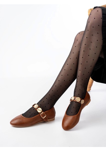 İNF-6363 Taba Baret Tokalı Günlük Bayan Ayakkabı