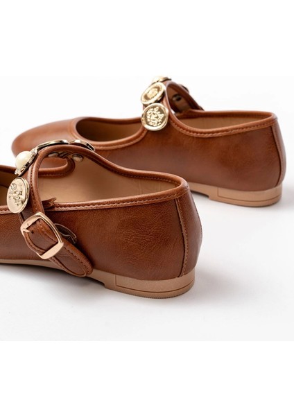 İNF-6363 Taba Baret Tokalı Günlük Bayan Ayakkabı indirimleri