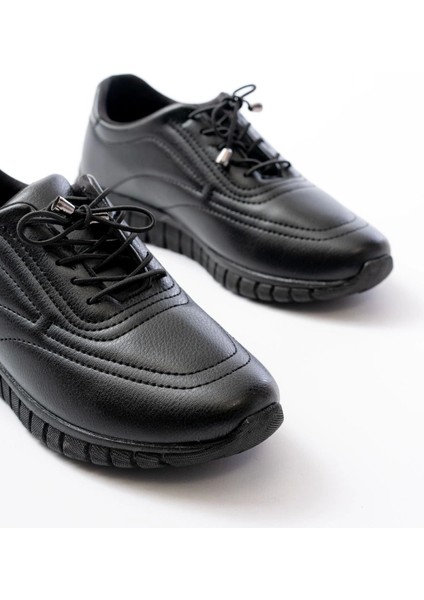 K-504 Siyah Bağcıklı Desenli Günlük Spor Ayakkabı modelleri