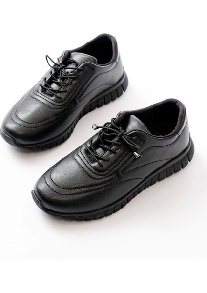 K-504 Siyah Bağcıklı Desenli Günlük Spor Ayakkabı fırsatları