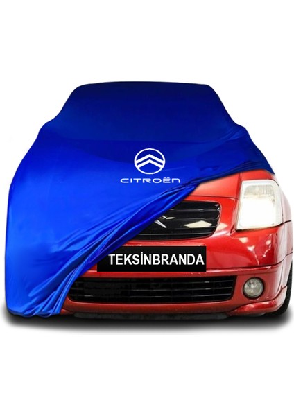 Citroen C2 (2003 - 2009) Mavi Kumaş Araba Branda Logolu Kumaş Araba Brandası Penye Oto Branda