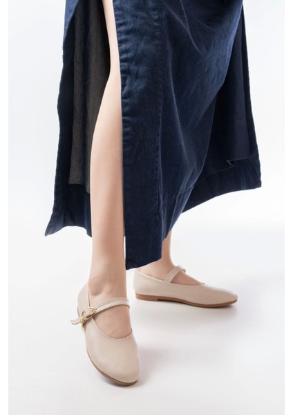 İNF-324 Bej Baretli Tokalı Günlük Kadın Babet modelleri