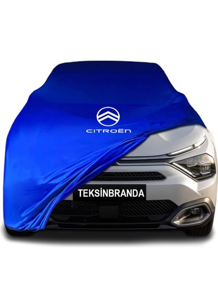 Citroen C4 x (2022 - ) Mavi Kumaş Araba Branda Logolu Kumaş Araba Brandası Penye Oto Branda