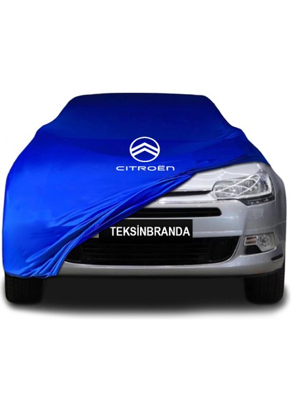 Citroen C5 Tourer (2008 - 2017) Mavi Kumaş Araba Branda Logolu Kumaş Araba Brandası Penye Oto Branda