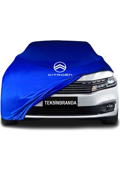 Citroen C6 (2016 - ) Mavi Kumaş Araba Branda Logolu Kumaş Araba Brandası Penye Oto Branda