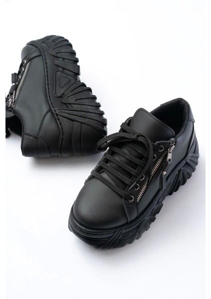 SP-156 Siyah Bağcıklı Fermuarlı Yüksek Taban Günlük Spor Ayakkabı modelleri