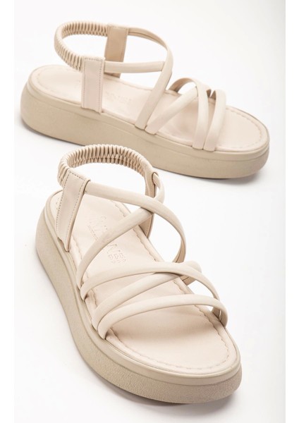 24413-841 Bej Dolgu Topuk Kadın Sandalet fırsatları
